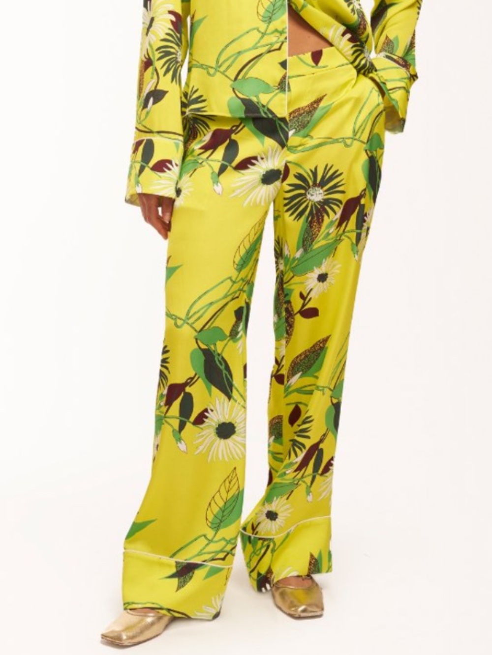 Equipment Joselyn Floral Pant‎ Size Small Chartreuse